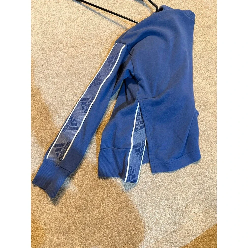 Adidas Womens Blue Sweatshirt W/ Side Slits Small Like New